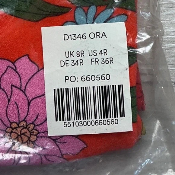 Boden ORA Floral Midi Dress Orange Pink US 4R New With Tags - Picture 6 of 9